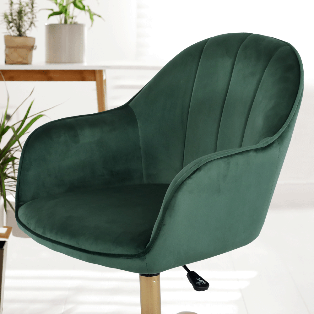 Fotoliu de birou, verde material Velvet /auriu, EROL