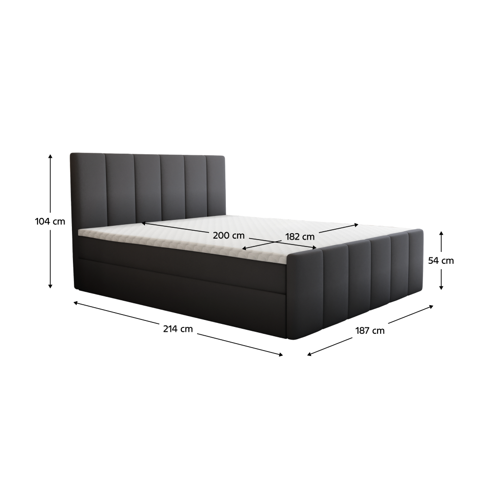 Pat boxspring, 180x200, gri, STAR