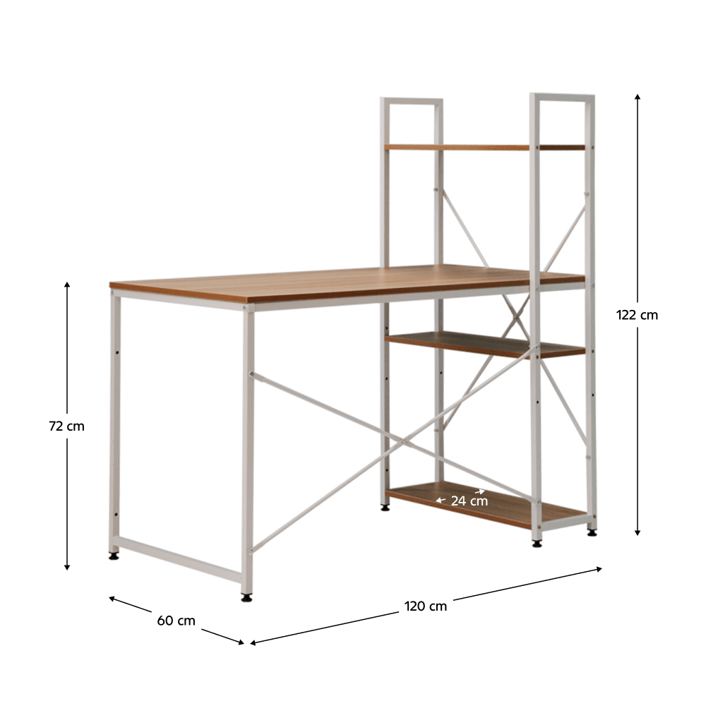 Birou PC / birou multifuncţional practic, stejar / alb, VEINA