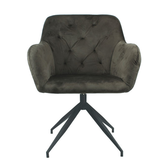 Scaun pivotant, ţesătură de catifea maro/negru, VELEZA NEW