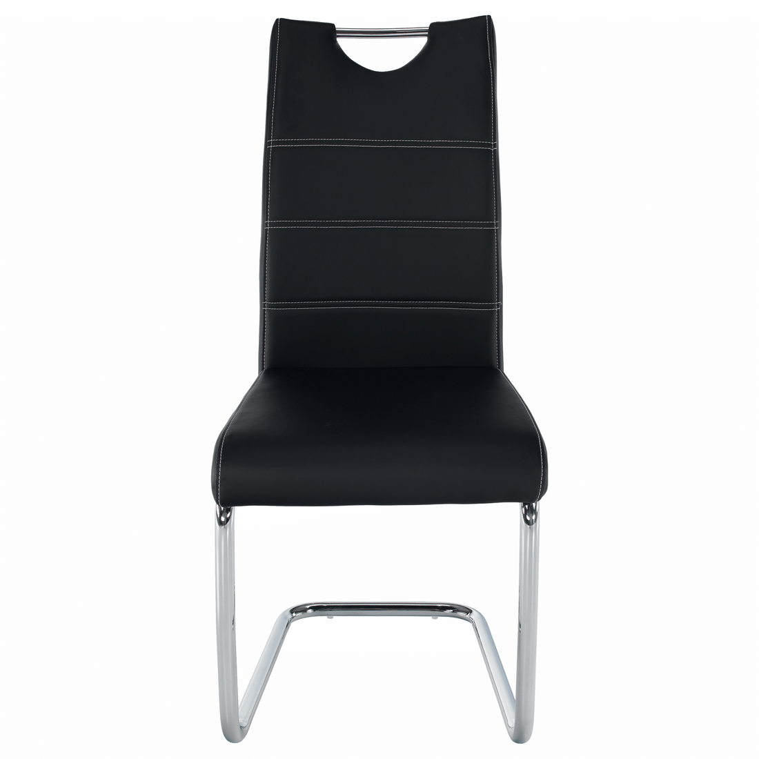 Scaun dining,  negru / cusături deschise la culoare, ABIRA NEW