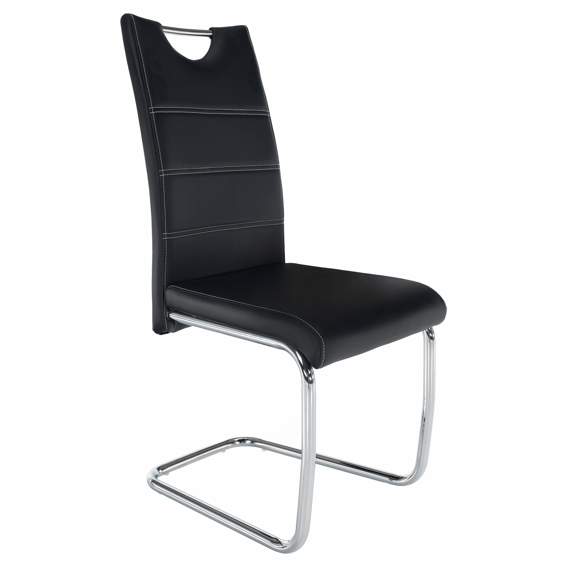 Scaun dining,  negru / cusături deschise la culoare, ABIRA NEW