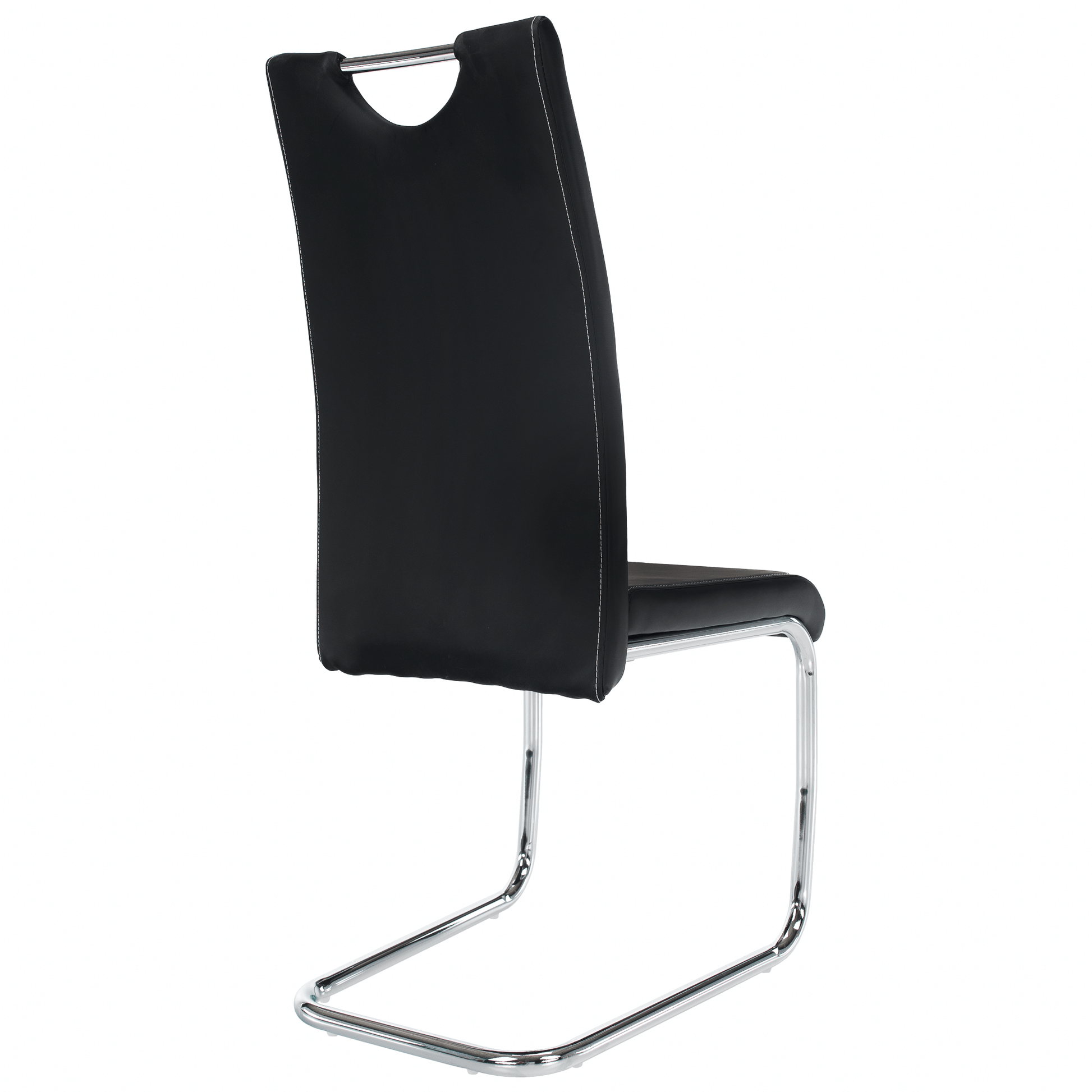 Scaun dining,  negru / cusături deschise la culoare, ABIRA NEW