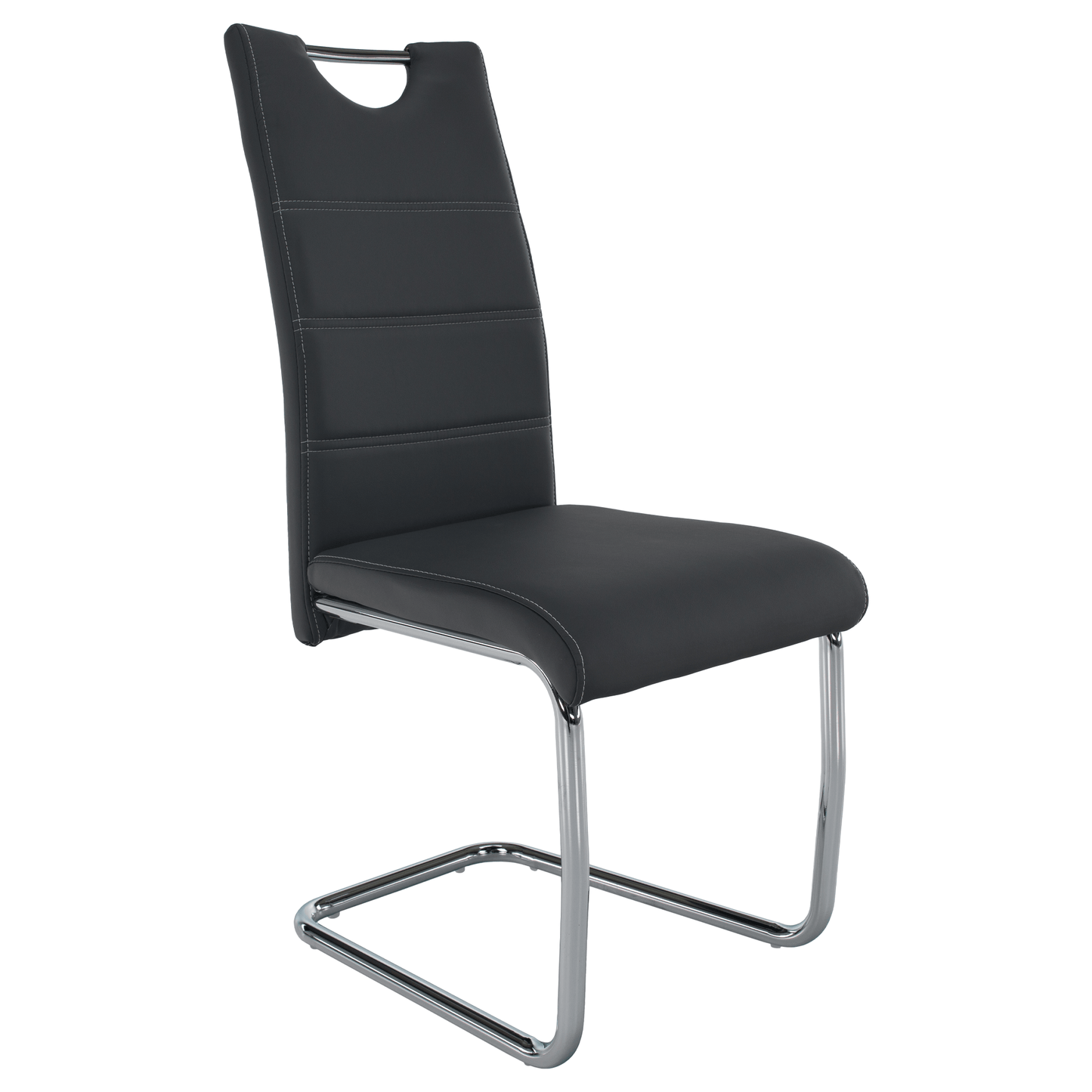 Scaun dining, gri închis / cusătură deschisă, ABIRA NEW
