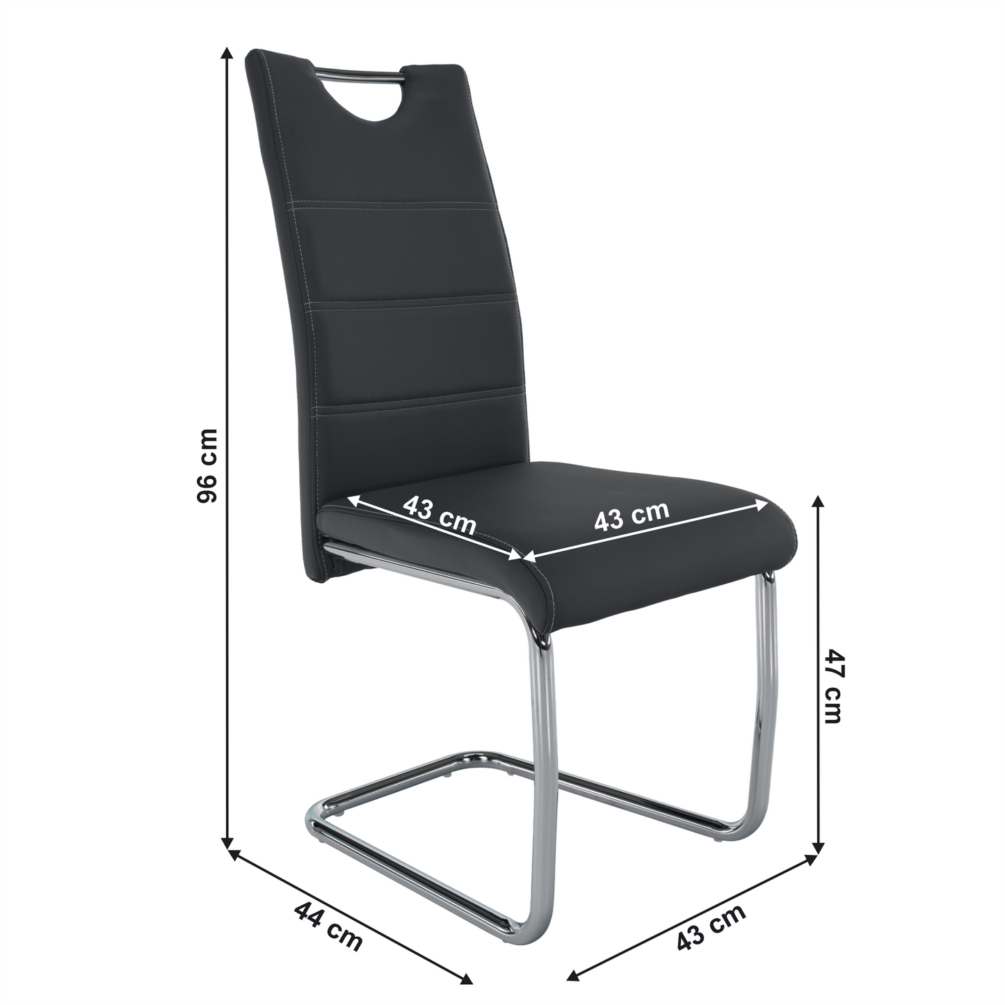 Scaun dining, gri închis / cusătură deschisă, ABIRA NEW