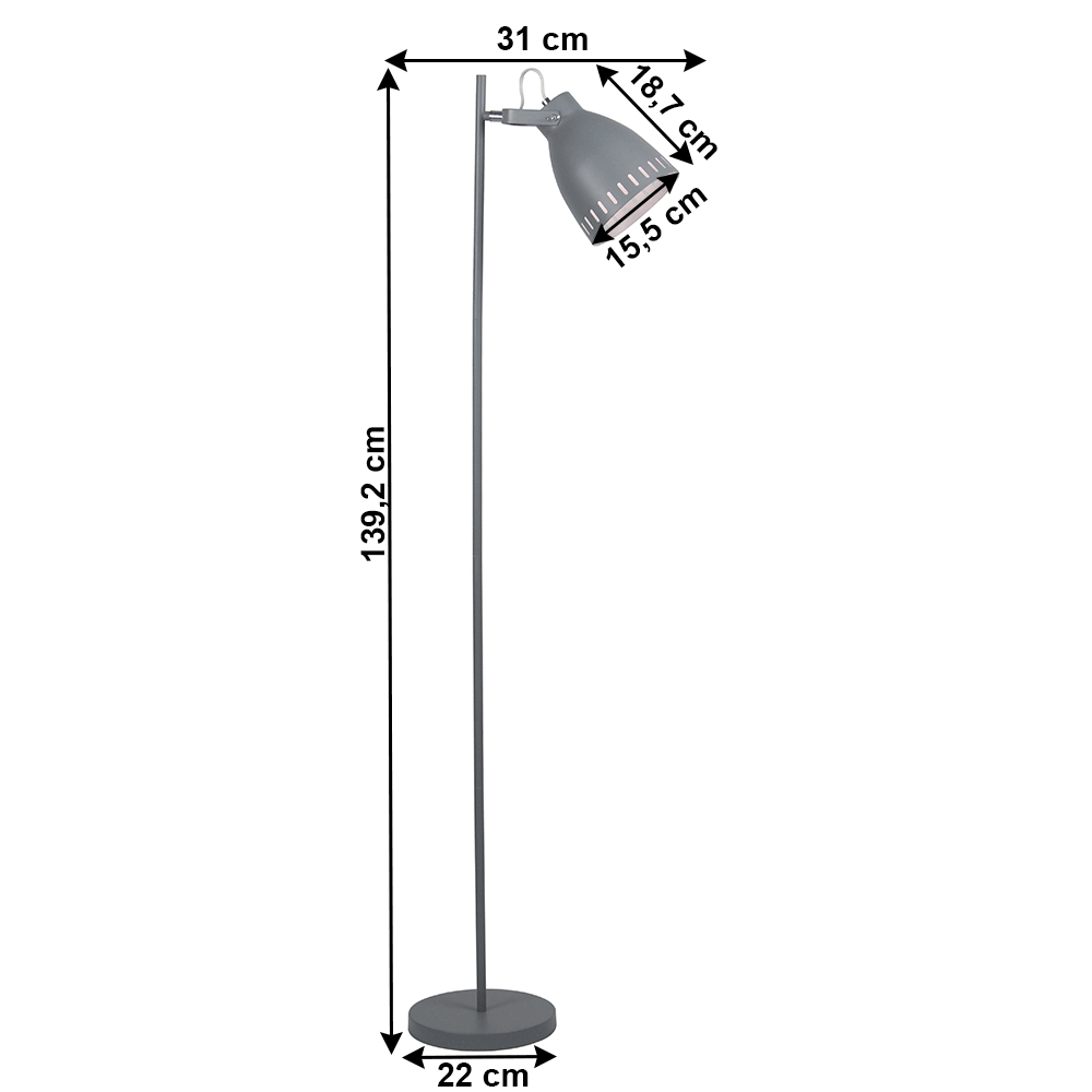 Lampă de podea, gri / metal, AIDEN TIP 2