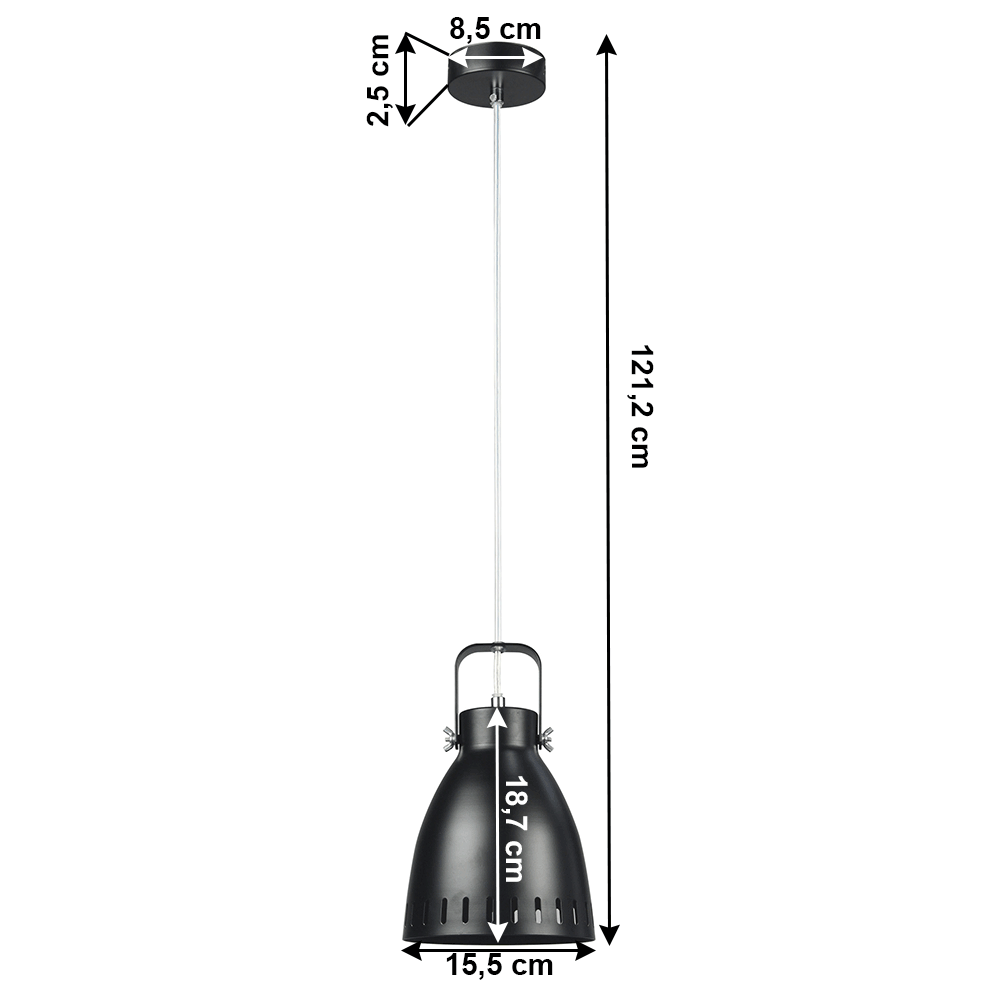 Lampă suspendată, neagră / metalică, AIDEN TIP 3