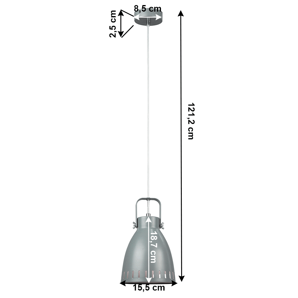 Lampă suspendată, gri / metal, AIDEN TIP 3