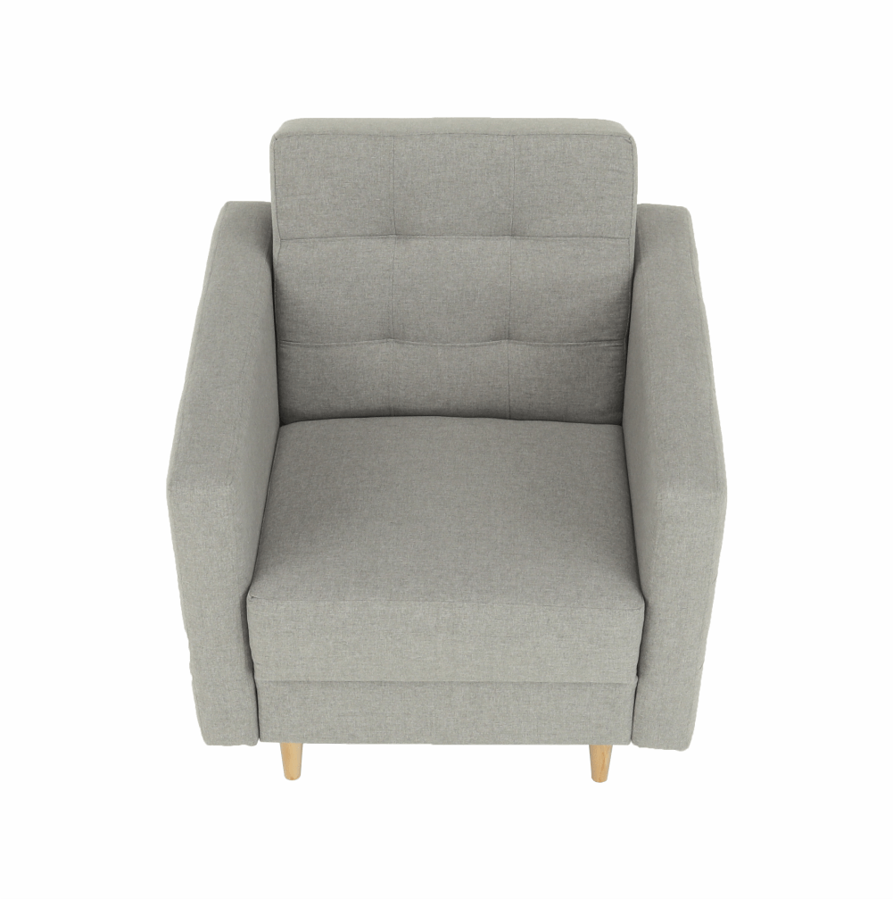 Fotoliu complet tapiţat, material textil gri, AMEDIA