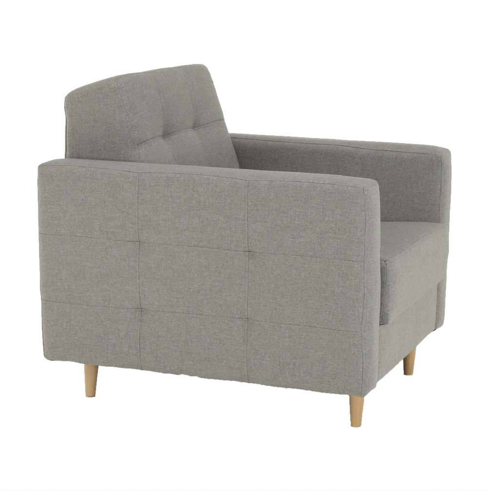 Fotoliu complet tapiţat, material textil gri, AMEDIA