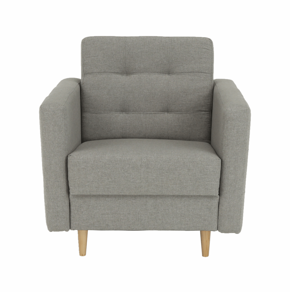 Fotoliu complet tapiţat, material textil gri, AMEDIA
