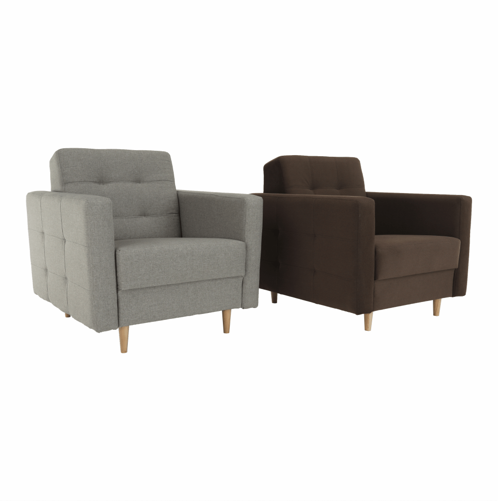 Fotoliu complet tapiţat, material textil gri, AMEDIA