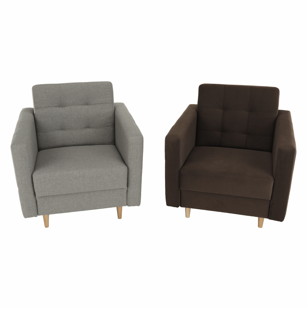 Fotoliu complet tapiţat, material textil gri, AMEDIA