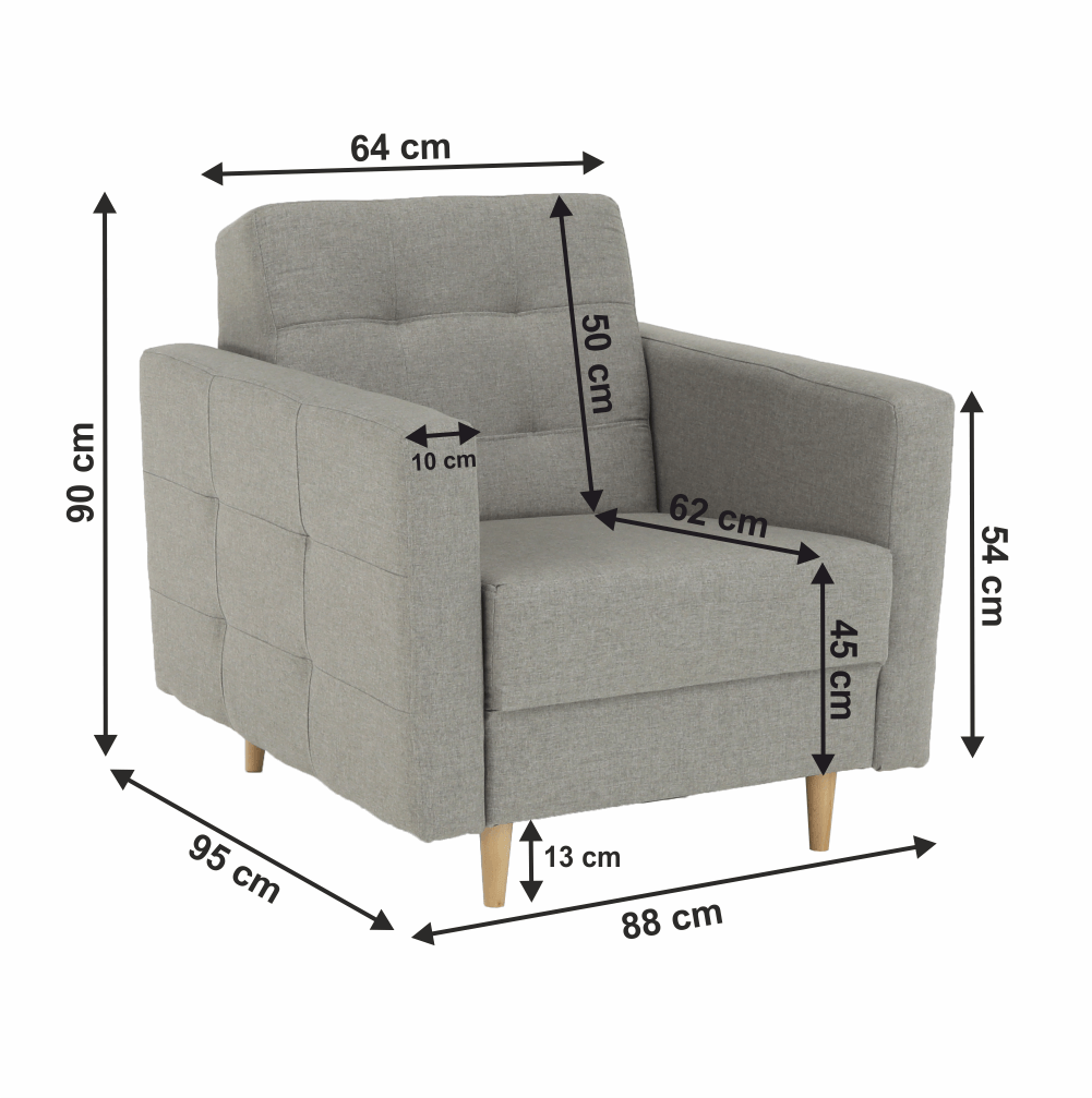 Fotoliu complet tapiţat, material textil gri, AMEDIA
