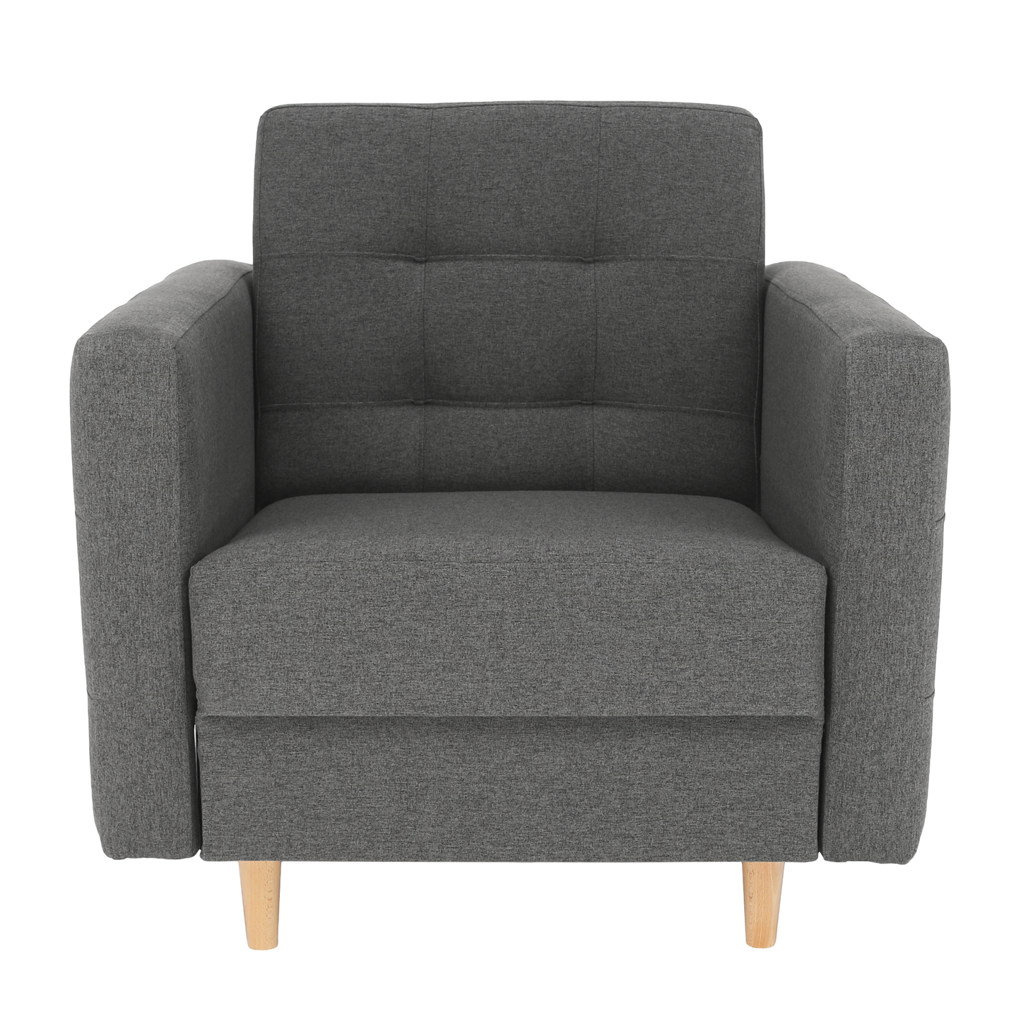 Fotoliu complet tapiţat, material textil gri închis, AMEDIA