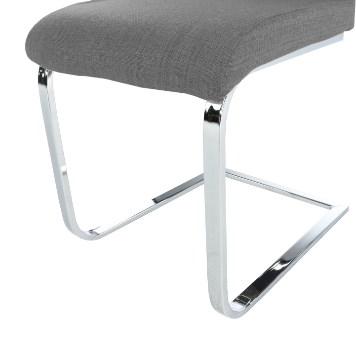 Scaun dining, material textil gri închis/crom, AMINA