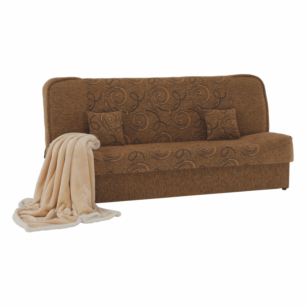 Canapea extensibilă, material textil auriu/model, ASIA NEW