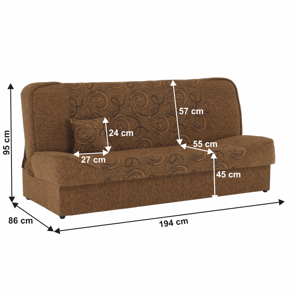 Canapea extensibilă, material textil auriu/model, ASIA NEW