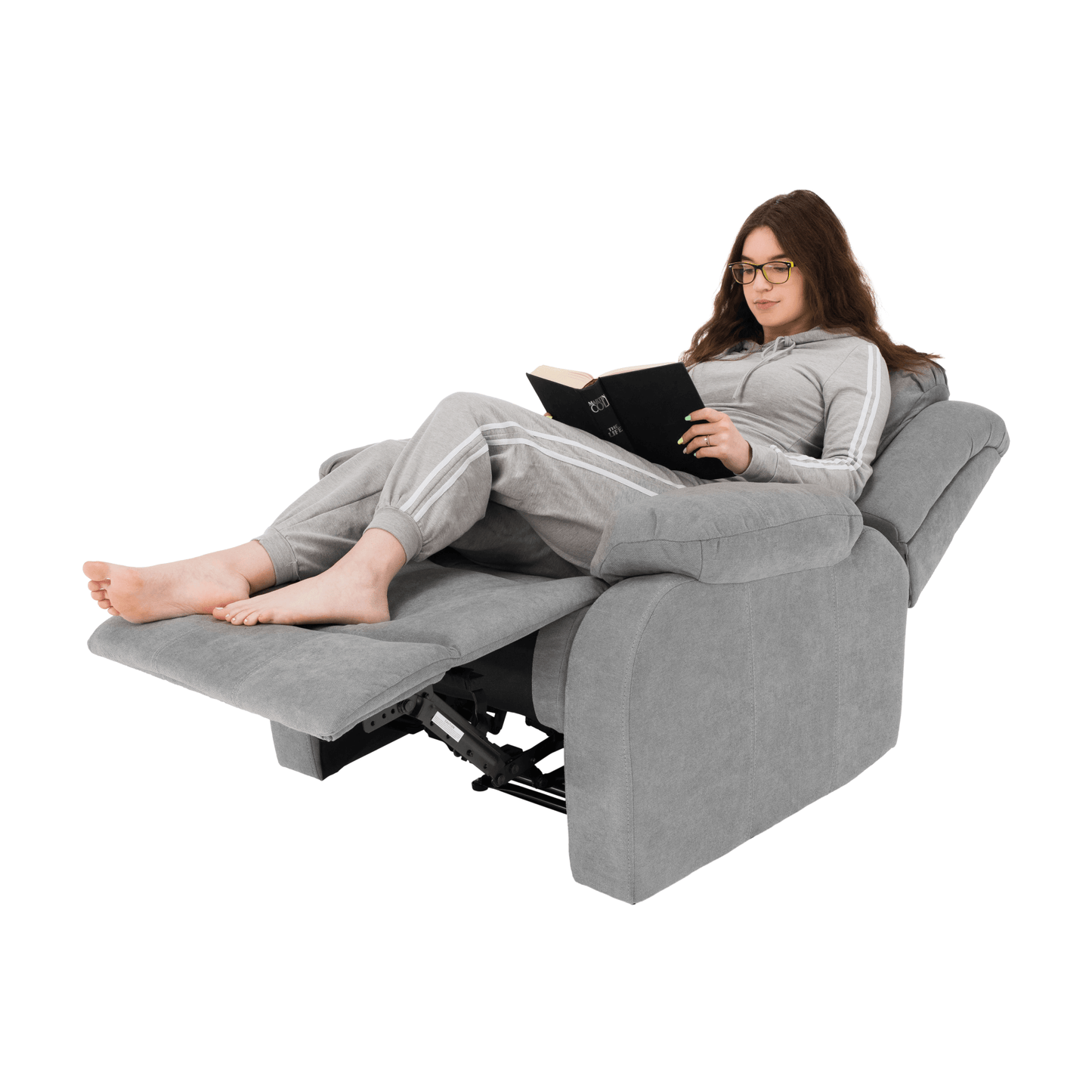 Fotoliu relaxant reglabil, material gri deschis, ASKOY