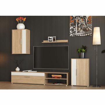 Mobilier de perete de living, alb/arinsonoma, ASOLE NEW