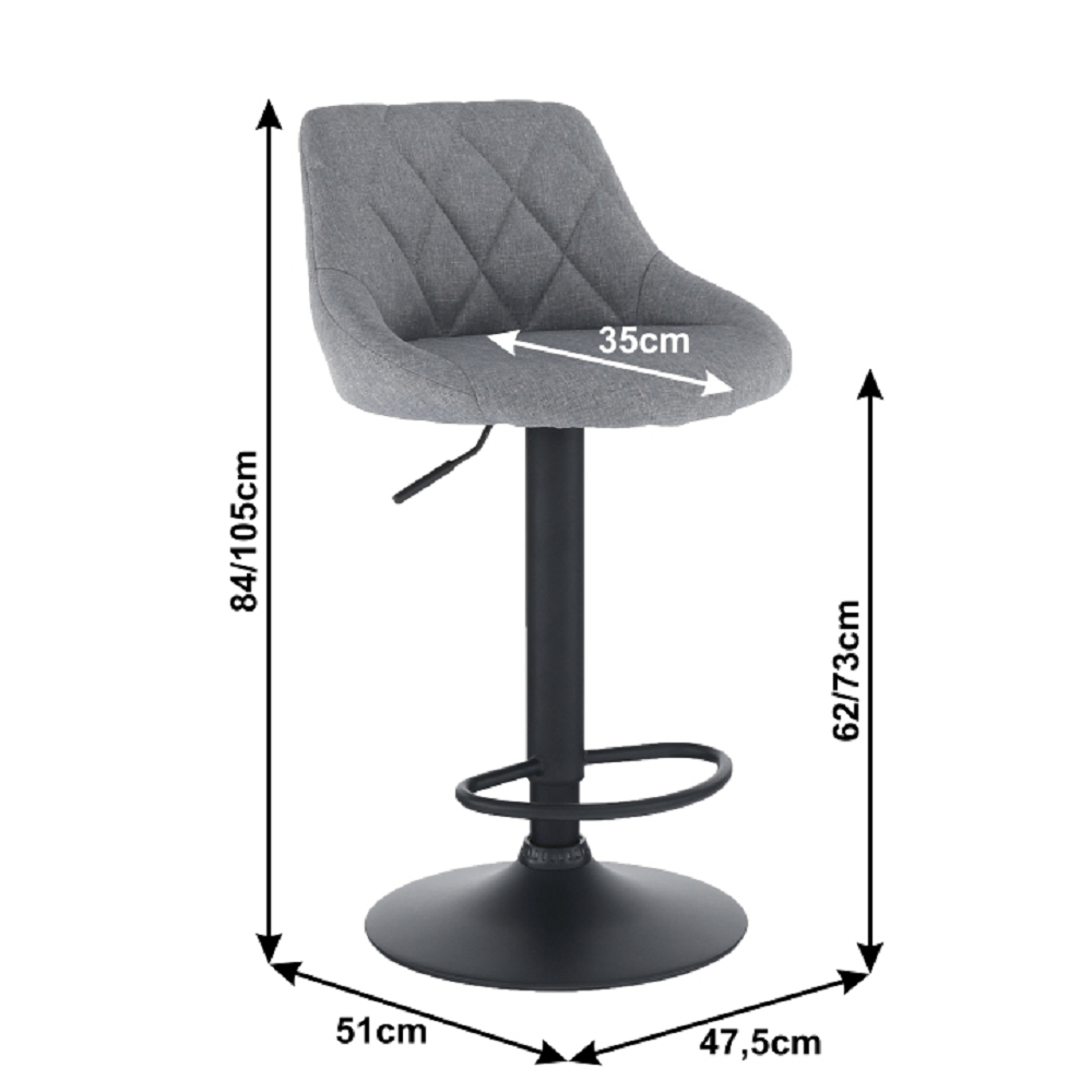 Scaun bar, material textil gri/negru, TERKAN