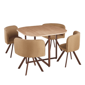 Set de mobilier dining 1+4, maro deschis/natural, BEVIS NEW