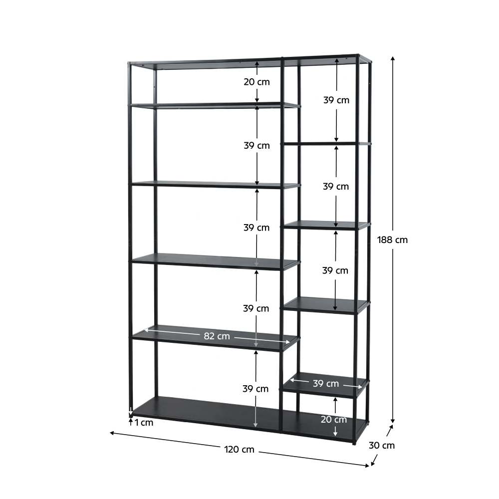 Etajeră, neagră, BILOTE TIP 4