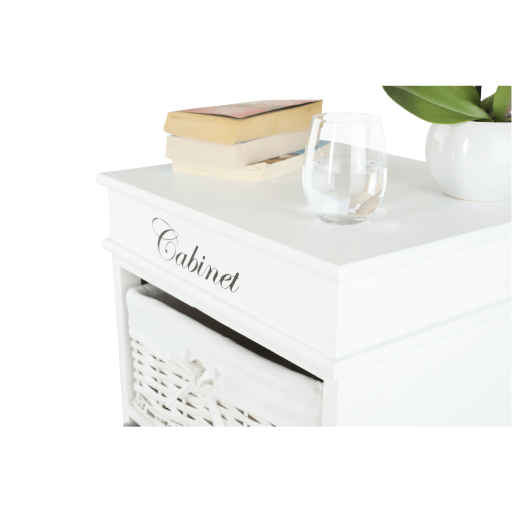 Comodă cu 4 sertare (coşuri), alb, BLANCO