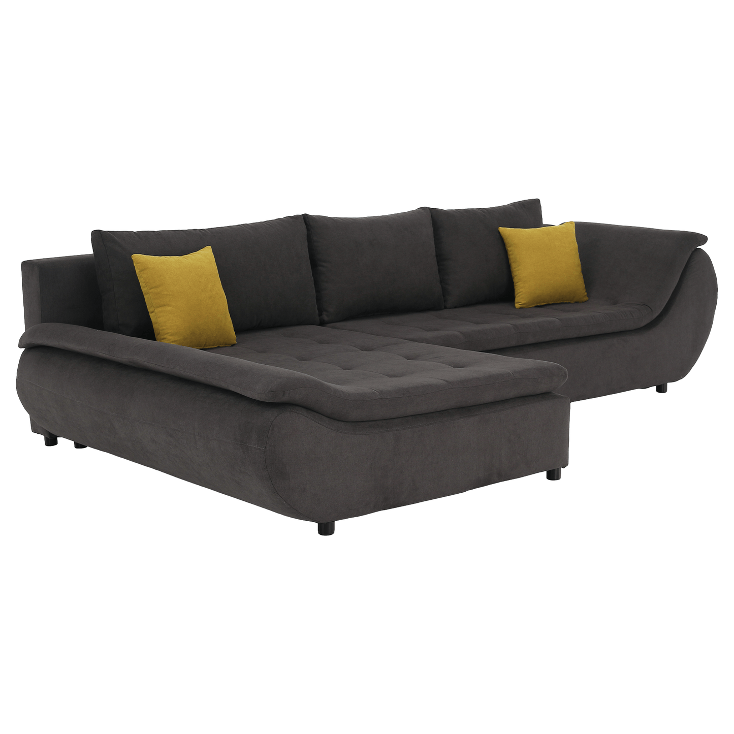 Set canapea, gri-maro / portocaliu, material textil, stânga, BRATO