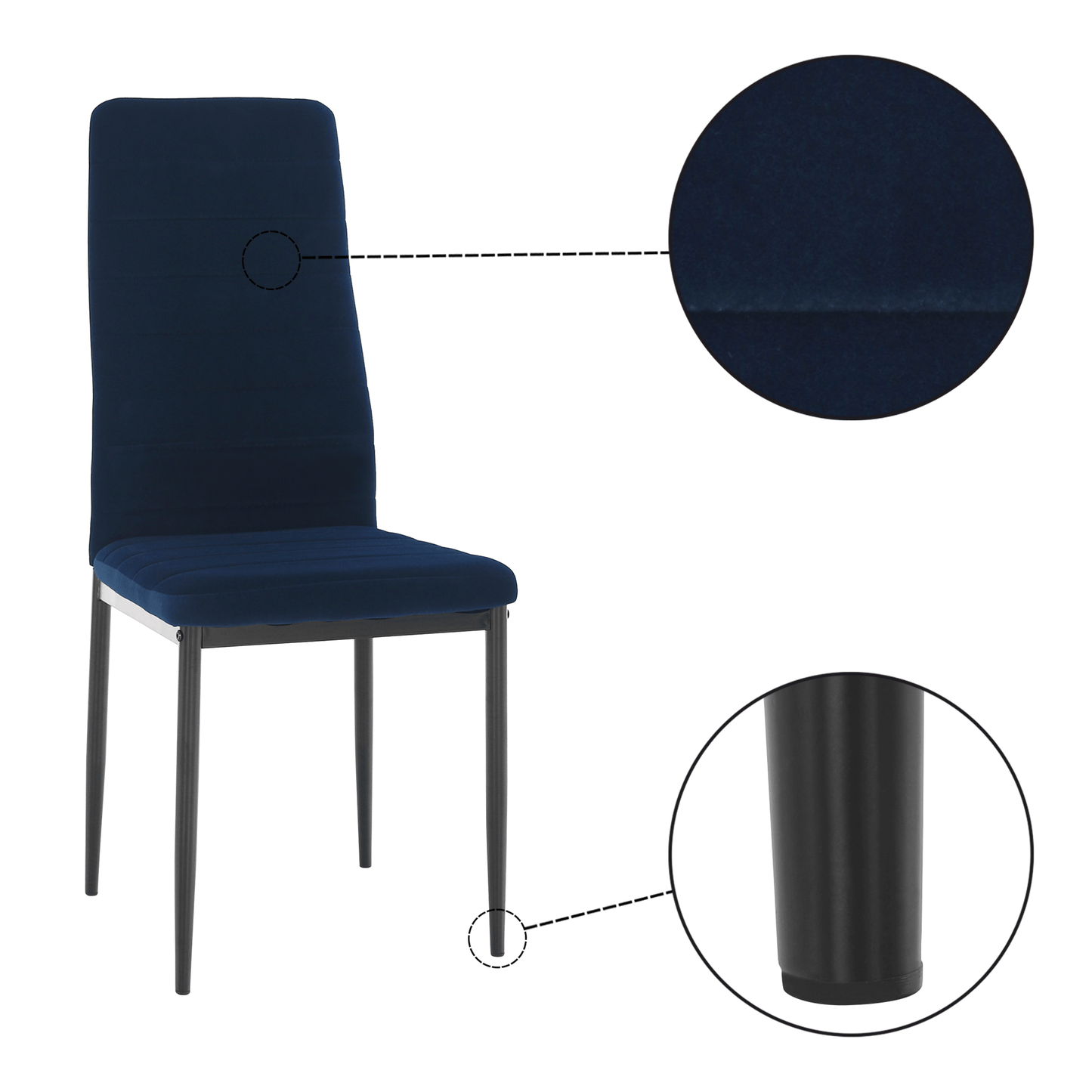 Scaun, ţesătură albastră din catifea / metal negru, Coleta Nova