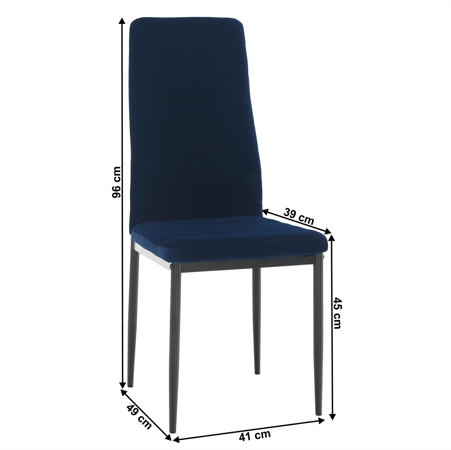 Scaun, ţesătură albastră din catifea / metal negru, Coleta Nova