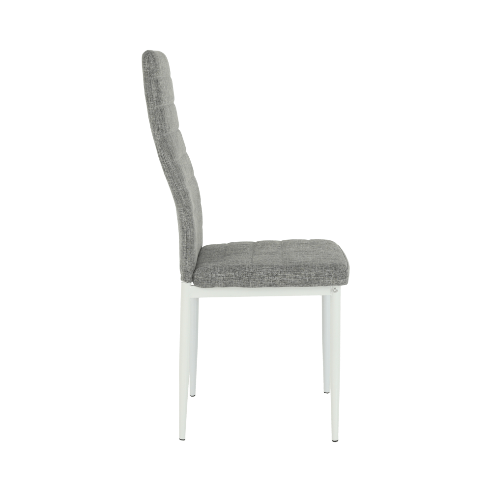 Scaun, textil gri deschis/metal alb, COLETA NOVA