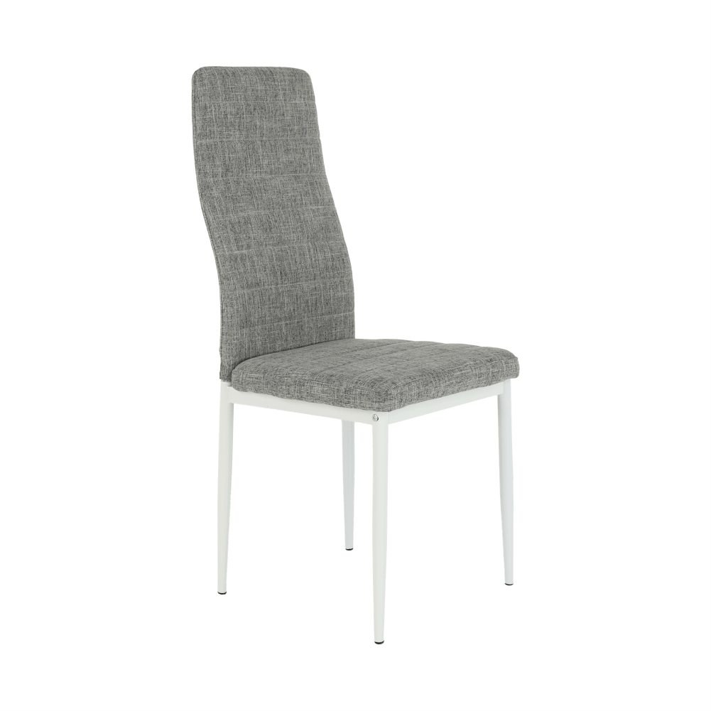 Scaun, textil gri deschis/metal alb, COLETA NOVA