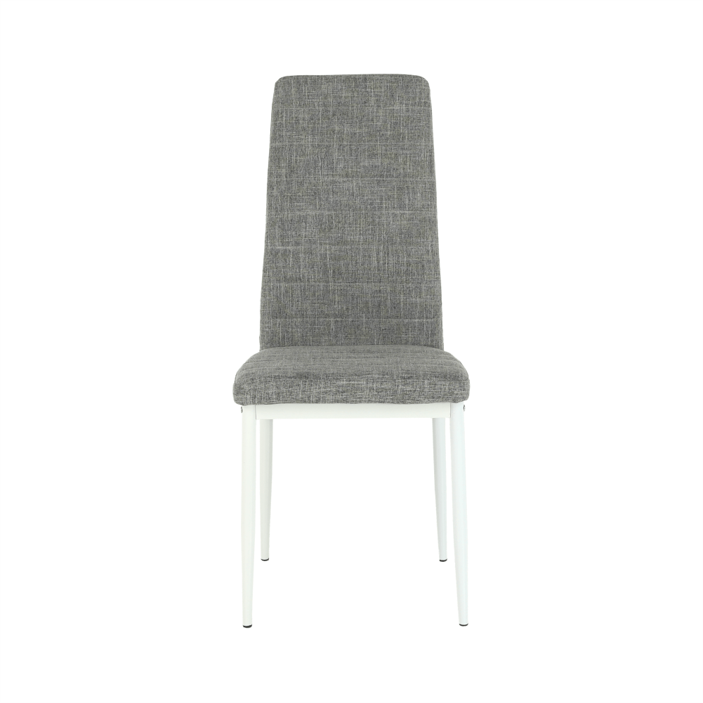 Scaun, textil gri deschis/metal alb, COLETA NOVA