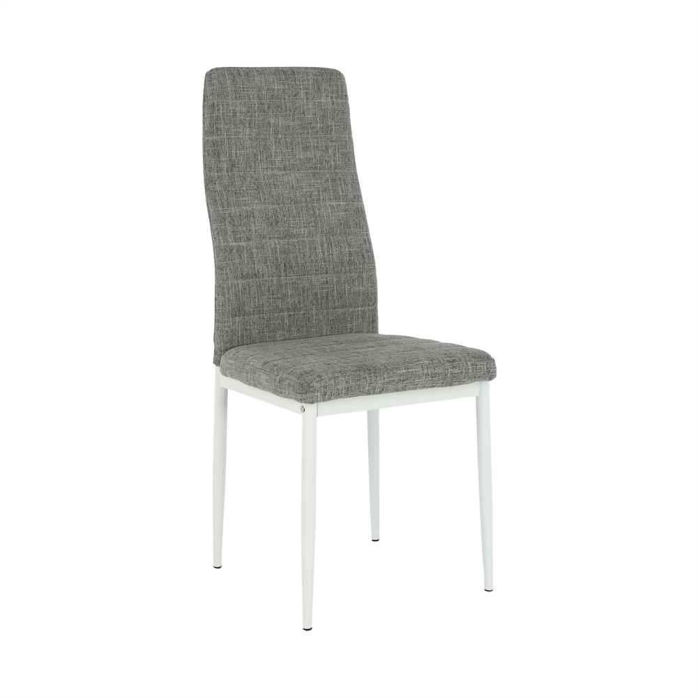 Scaun, textil gri deschis/metal alb, COLETA NOVA