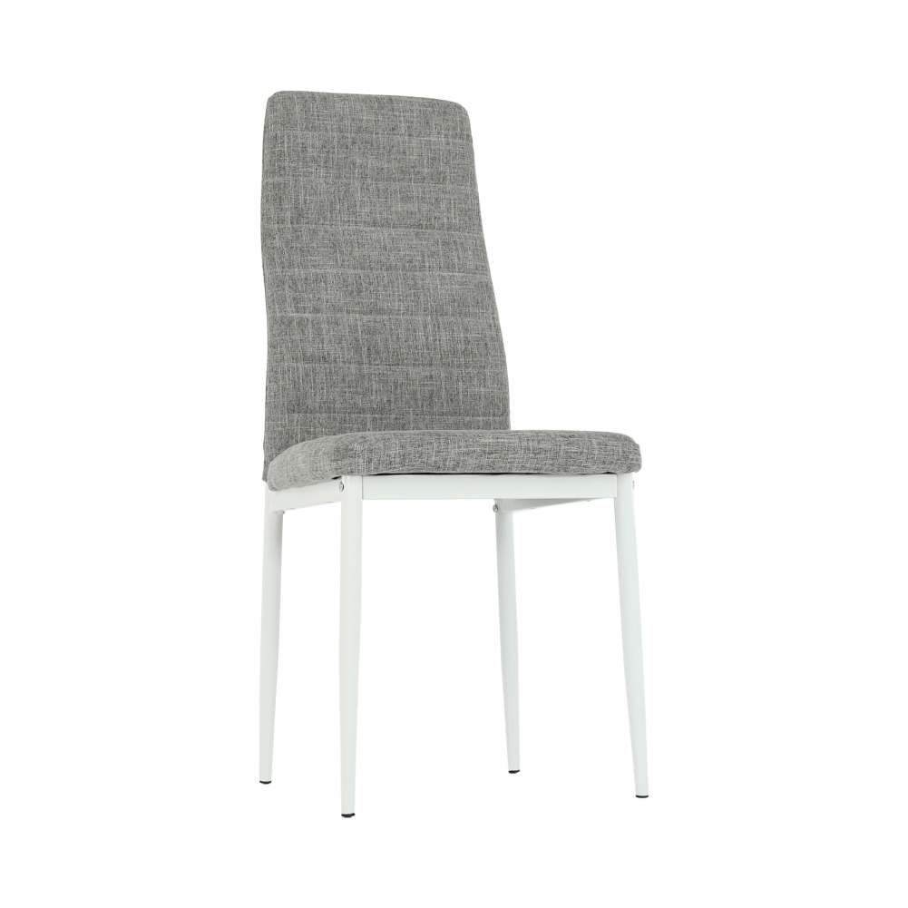 Scaun, textil gri deschis/metal alb, COLETA NOVA