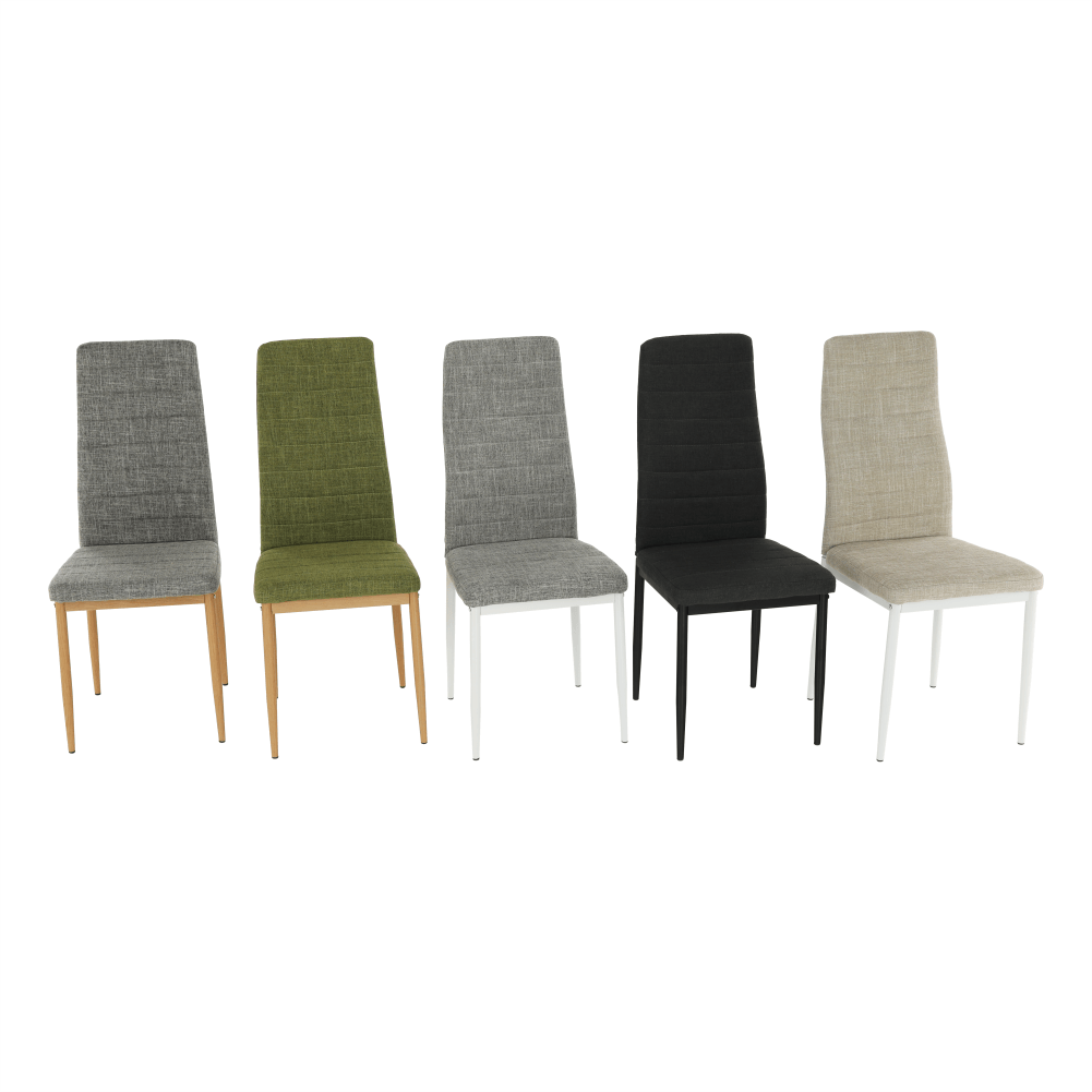 Scaun, textil gri deschis/metal alb, COLETA NOVA