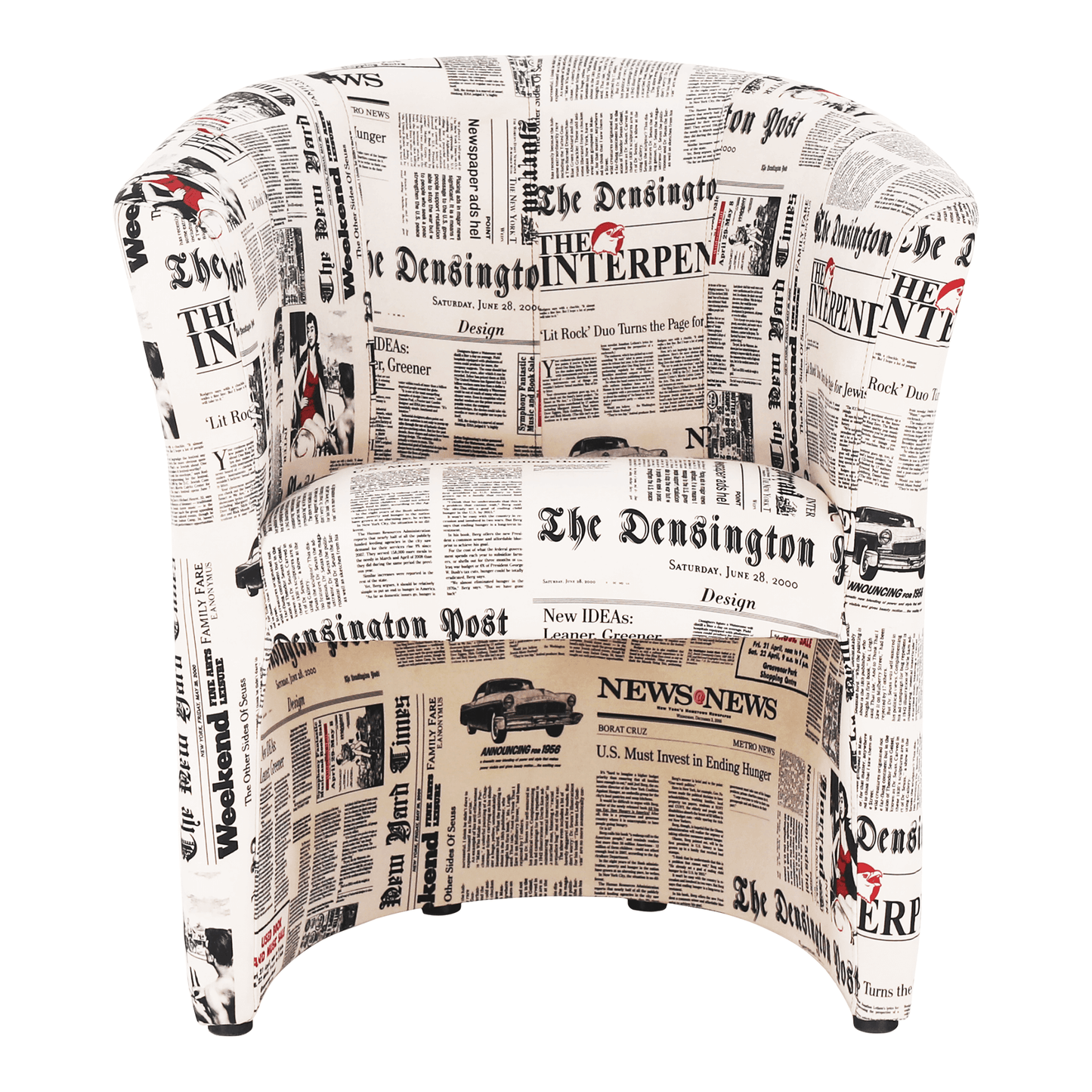 Fotoliu de club, material textil motiv ziare, CUBA