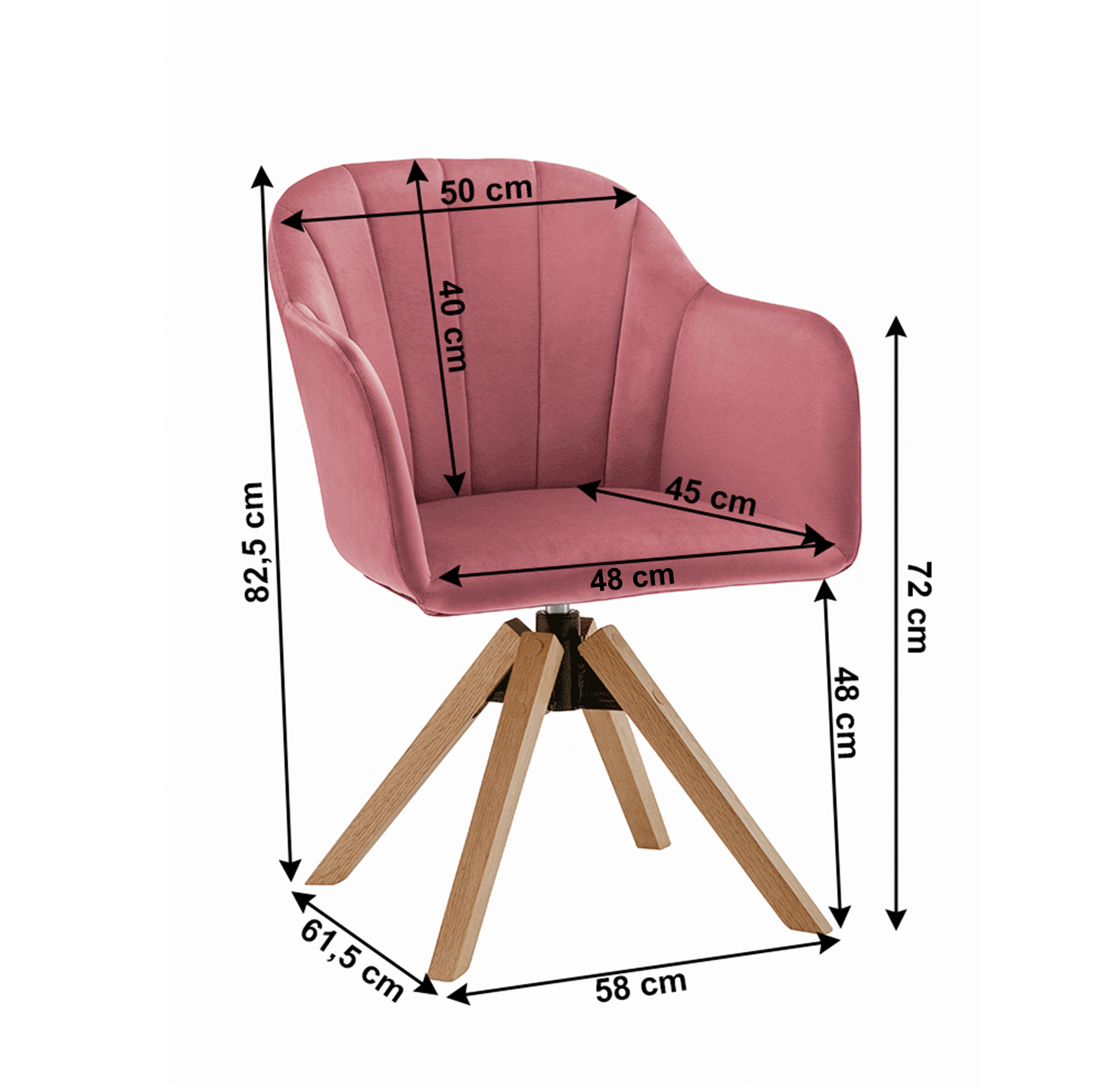 Fotoliu rotativ, textil Velvet, roz pudrat/fag, DALIO