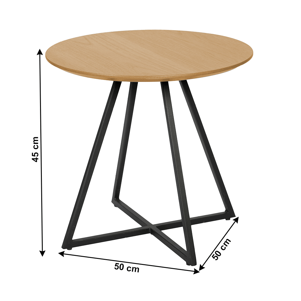 Masă laterală, stejar / negru, DELIK