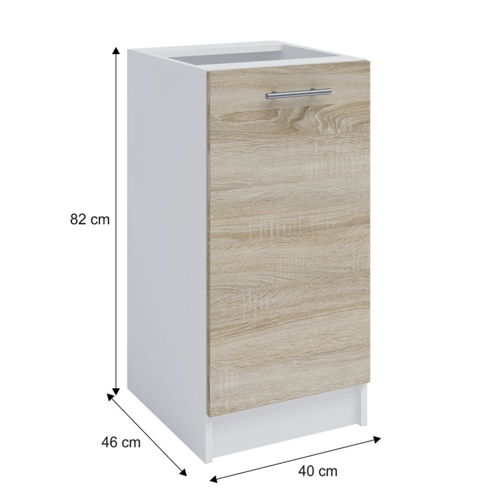 Dulap inferior, stejar sonoma/alb, FABIANA S - 40
