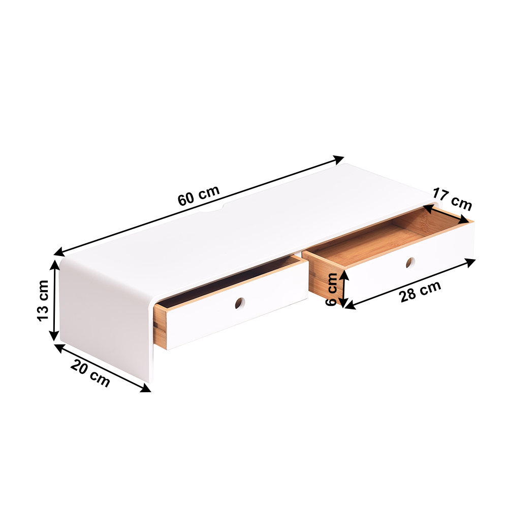 Suport monitor, bambus, alb / natural, ELARO TIP 2