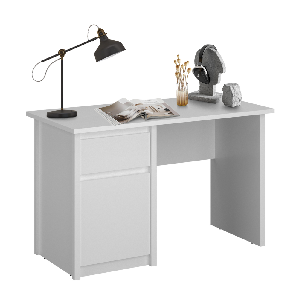 Masă PC 1D1S/120, albă, ERODIN– mobilaslava