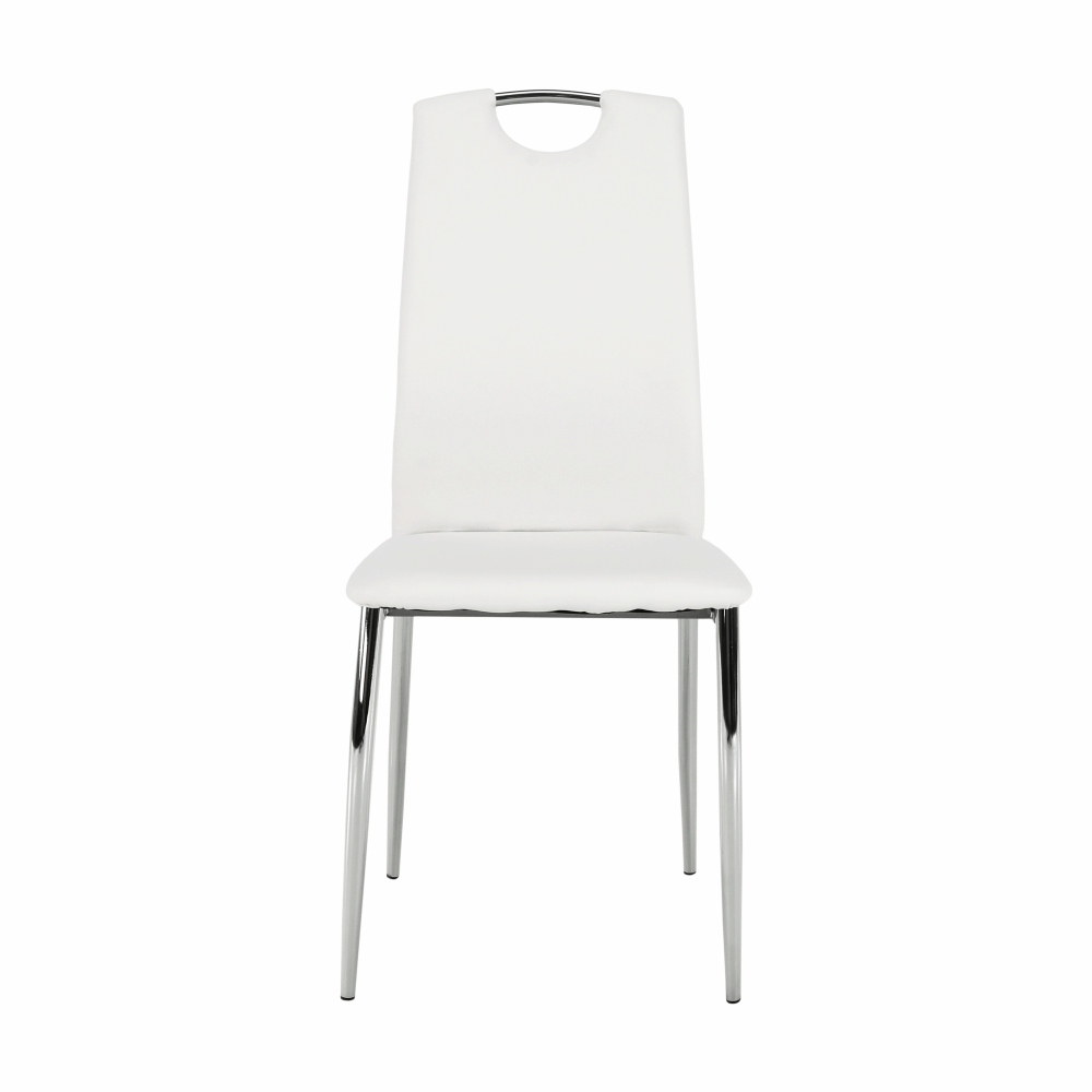Scaun dining, piele ecologică albă/crom, ERVINA