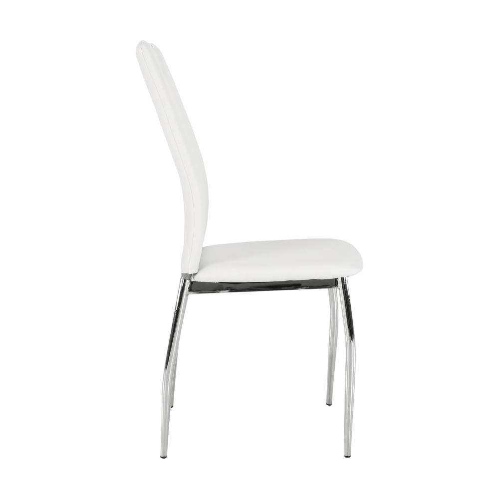Scaun dining, piele ecologică albă/crom, ERVINA