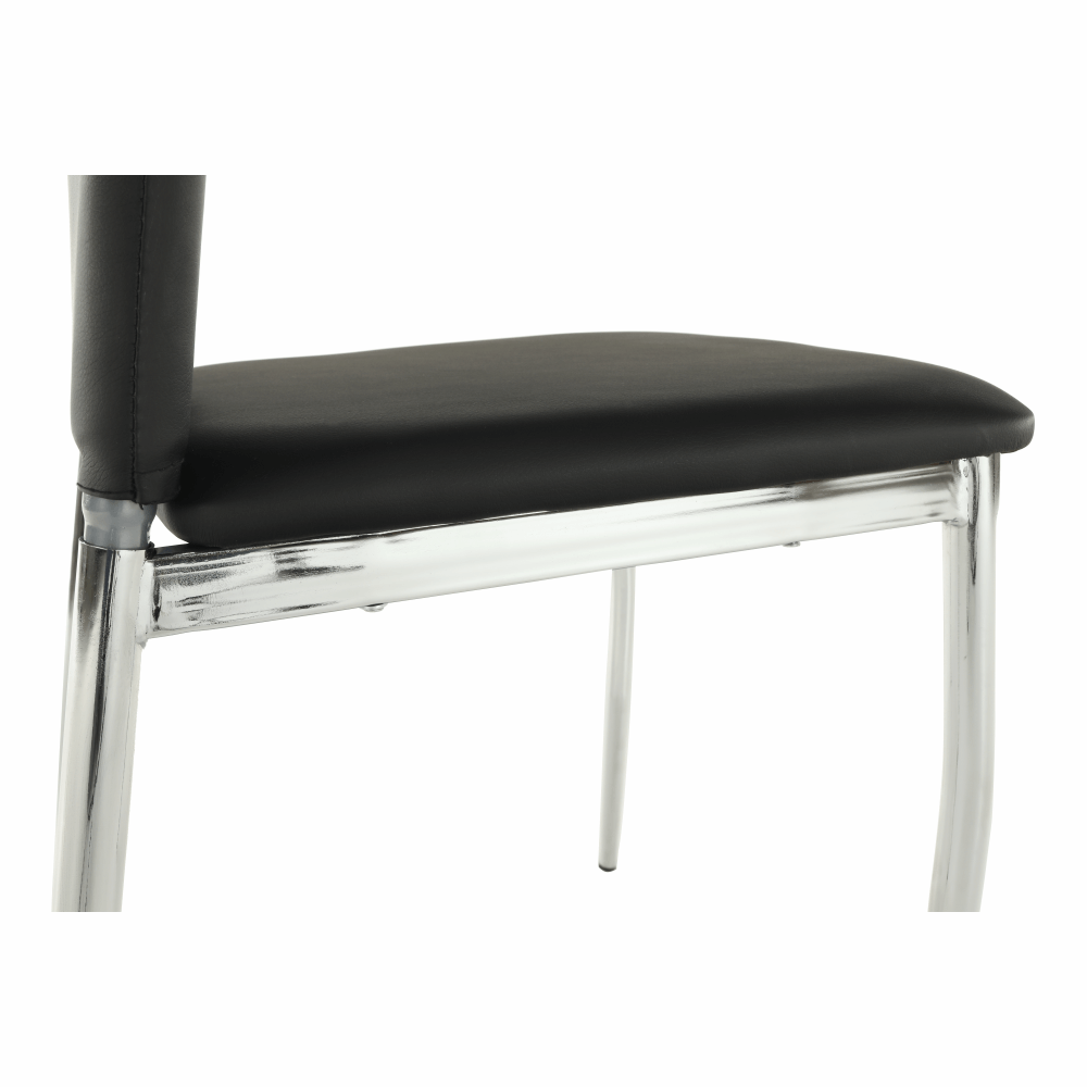 Scaun dining, piele ecologică neagră/crom, ERVINA