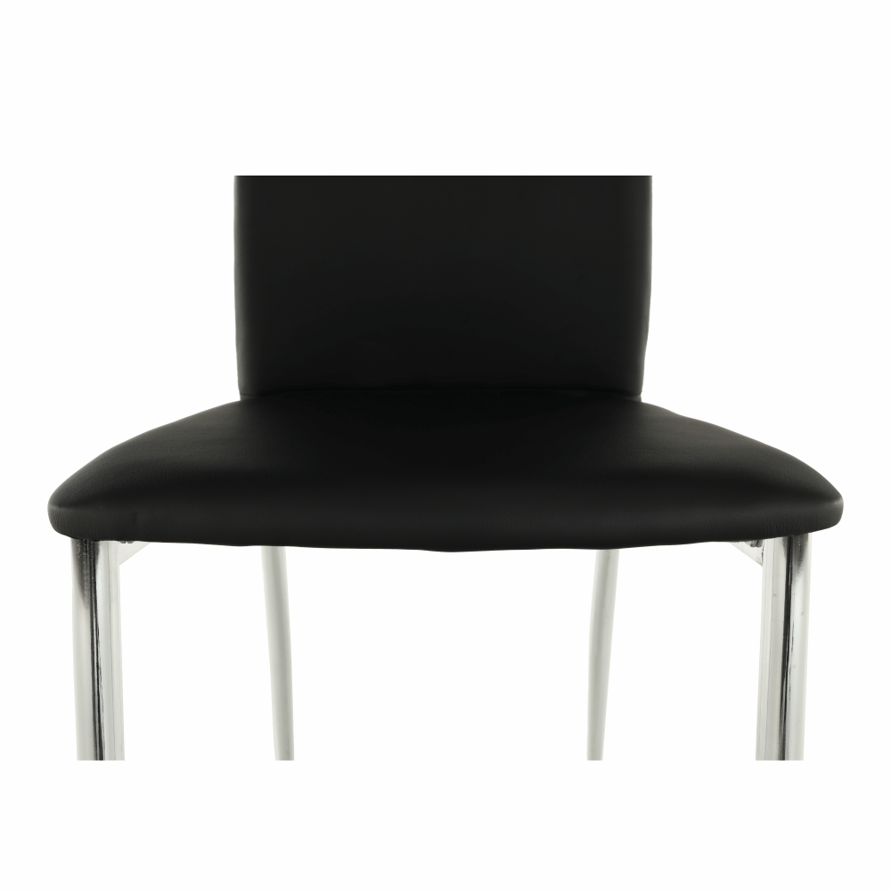 Scaun dining, piele ecologică neagră/crom, ERVINA