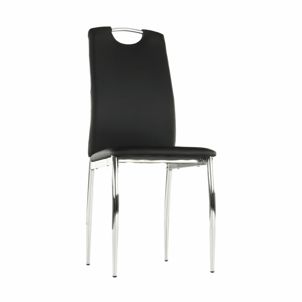 Scaun dining, piele ecologică neagră/crom, ERVINA
