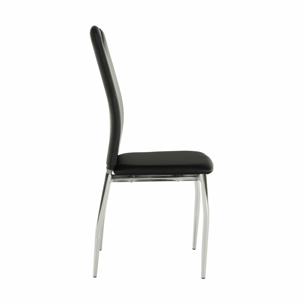 Scaun dining, piele ecologică neagră/crom, ERVINA