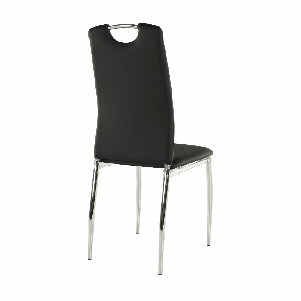 Scaun dining, piele ecologică neagră/crom, ERVINA
